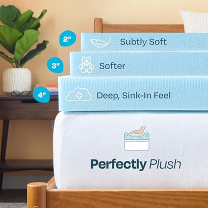 Linenspa Memory Foam Mattress Topper, Twin XL Size - 2 Inch Gel Infused Memory Foam - Plush Feel - Cooling and Pressure Relieving - CertiPUR Certified - Dorm Room Essentials|B01MTO43LV