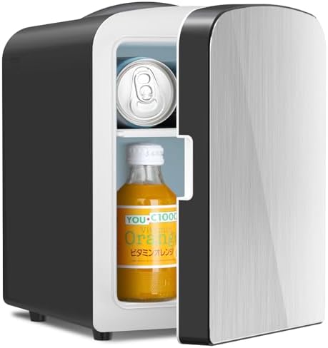 Antarctic Star Compact Refrigerator, Portable Mini Fridge, Skin Care 4L Capacity/6 Cans, for Bedroom, Car, Office & Dorm, Small Cooler for Cosmetics, Beverage and Food, Black|B0CR18625V