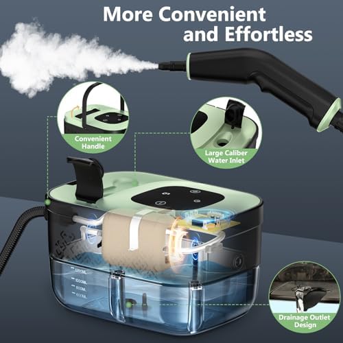 Steam Cleaner, Portable Steamer for Cleaning with 16pcs Accessories, 6-Level Adjustable and 15s Heat-Up, Handheld Steam Cleaner for Home, Tile, Dirt, Grout, Grease, Car Detailing|B0FR4NZN55