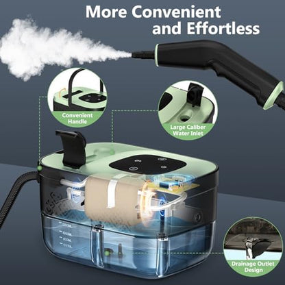 Steam Cleaner, Portable Steamer for Cleaning with 16pcs Accessories, 6-Level Adjustable and 15s Heat-Up, Handheld Steam Cleaner for Home, Tile, Dirt, Grout, Grease, Car Detailing|B0FR4NZN55