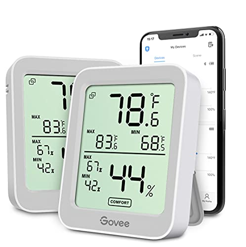 Govee Indoor Hygrometer Thermometer H5075 with Bluetooth App Control | Room Temperature Humidity Meter, 164ft Remote Monitor, Smart Alerts, 2 Years Data Storage Export, for Bedroom Wine Cellar|B0872V9WJ5
