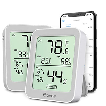 Govee Indoor Hygrometer Thermometer H5075 with Bluetooth App Control | Room Temperature Humidity Meter, 164ft Remote Monitor, Smart Alerts, 2 Years Data Storage Export, for Bedroom Wine Cellar|B0872V9WJ5