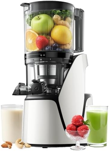EanOruus Juicer Machines, 3-in-1 Cold Press Juicer, Bright White | Makes Juice, Nut Milk & Sorbet, 6.5" Extra Large Chute, 100oz Large Capacity, AC Motor|B0FZH8VQTG