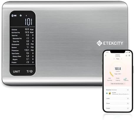 Etekcity 22lb Food Kitchen Scale, USB Rechargeable, IPX6 Waterproof | Digital scale with grams & ounces, 1g precision, 5 weight units, tare, ideal for baking, meal prep, Stainless Steel, Silver|B09HM2TN5Z