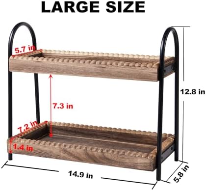 BDBDYEAY Bathroom Countertop Organizer, 2 Tier Vanity Organizer and Storage for Cosmetic Skincare Perfume, Wood Bead Storage Shelf for Bathroom Kitchen Coffee Station|B0CJPT1242