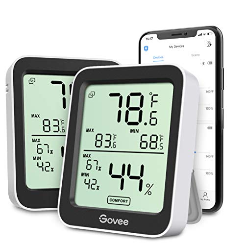 Govee Indoor Hygrometer Thermometer H5075 with Bluetooth App Control | Room Temperature Humidity Meter, 164ft Remote Monitor, Smart Alerts, 2 Years Data Storage Export, for Bedroom Wine Cellar|B0872V9WJ5