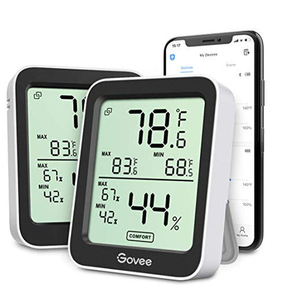 Govee Indoor Hygrometer Thermometer H5075 with Bluetooth App Control | Room Temperature Humidity Meter, 164ft Remote Monitor, Smart Alerts, 2 Years Data Storage Export, for Bedroom Wine Cellar|B0872V9WJ5