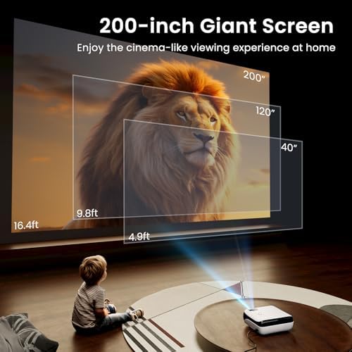 HAPPRUN Native 1080P Outdoor Smart Projector-Standard | Native 1080P • Mini & Portable • Easy Setup • Built-in Speaker • Indoor & Outdoor • Phone, Laptop & PS5 Compatible|B0B28G5Y4R