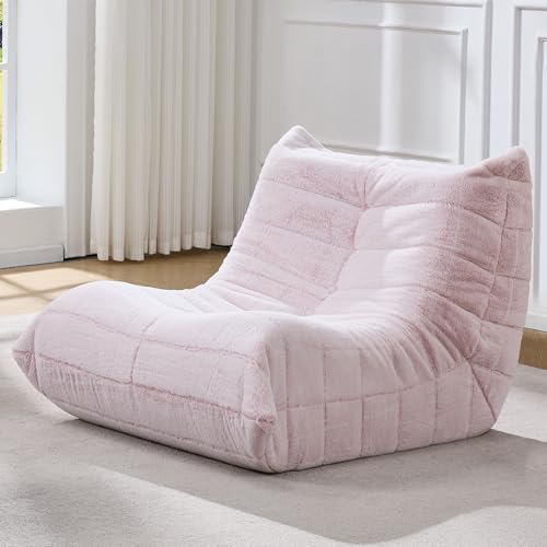 Hobestluk Large Bean Bag Chairs Sofa for Adults Giant BeanBag Couch Lounger | Ergonomic Design,Memory Foam,Washable Cover,Oversized Comfy Chaise Lounger Boneless Couch Living Room | Stripe Grey Large|B0DFB81517