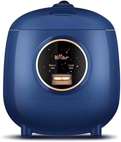Bear Mini Rice Cooker, 2-Cup Uncooked, Nonstick, Keep Warm, BPA Free, Blue | Portable 1.2L nonstick small rice cooker for travel, dorm, single serve, One-touch operation, Removable pot, Auto keep warm|B0B1PFJKSY
