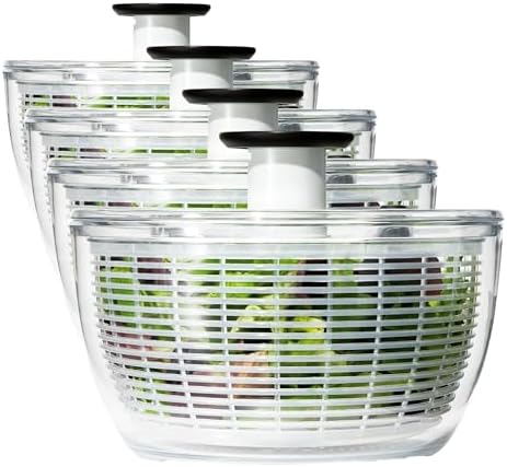 OXO Good Grips Salad Spinner | Lettuce Spinner | Fruit Washer | Fruit Washing Bowl with Strainer | Vegetable Cleaner | Salad Cleaner | Lettuce Washer | 6.22 Quart Capacity|B00004OCKR