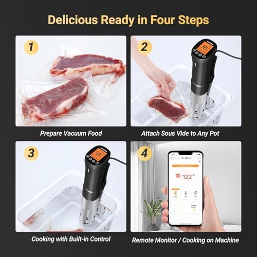 INKBIRD 2.4G Wifi Sous Vide Cooker ISV-200W, 1000W Sous Vide Machine, Remote Control Immersion Circulator with APP Recipes Timer Alarm Mobile Notification 3D Water Heating Ultra-Quiet|B08GKQFT6B