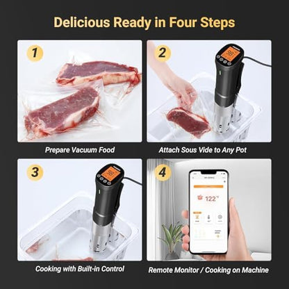 INKBIRD 2.4G Wifi Sous Vide Cooker ISV-200W, 1000W Sous Vide Machine, Remote Control Immersion Circulator with APP Recipes Timer Alarm Mobile Notification 3D Water Heating Ultra-Quiet|B08GKQFT6B