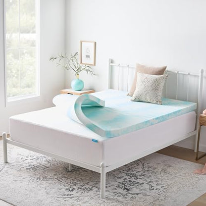 Linenspa Memory Foam Mattress Topper, Twin XL Size - 2 Inch Gel Infused Memory Foam - Plush Feel - Cooling and Pressure Relieving - CertiPUR Certified - Dorm Room Essentials|B01MTO43LV