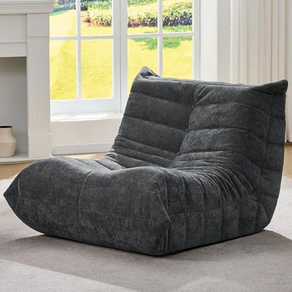 Hobestluk Large Bean Bag Chairs Sofa for Adults Giant BeanBag Couch Lounger | Ergonomic Design,Memory Foam,Washable Cover,Oversized Comfy Chaise Lounger Boneless Couch Living Room | Stripe Grey Large|B0DFB81517