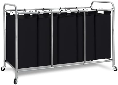 STORAGE MANIAC 3 Section Laundry Sorter, 35.6 Gal (135 L) Laundry Hamper Cart with Heavy Duty Rolling Lockable Wheels and Removable Bags, Clothes Organizer Basket Separator Hamper, Gray|B07X4F6R3T