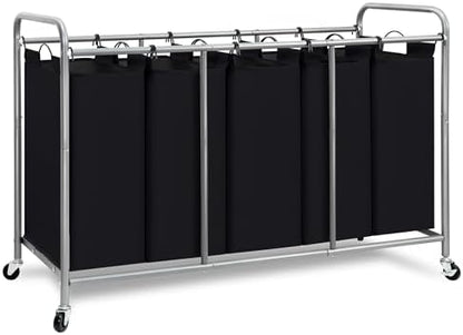 STORAGE MANIAC 3 Section Laundry Sorter, 35.6 Gal (135 L) Laundry Hamper Cart with Heavy Duty Rolling Lockable Wheels and Removable Bags, Clothes Organizer Basket Separator Hamper, Gray|B07X4F6R3T