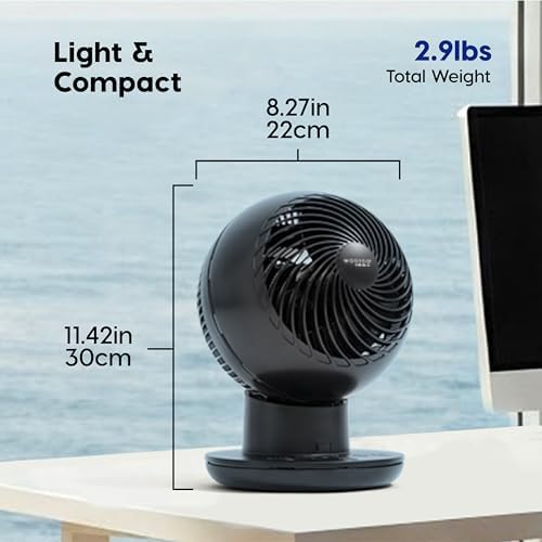 IRIS USA WOOZOO Air Circulator Fan with Remote, 8 Speeds, DC Motor, Black | 82ft Max Air Distance, 65° Tilt, Multi-Directional Oscillation, Ultra Quiet Desk Fan for Bedroom, Office, Dorm|B0DLJ2MDVX