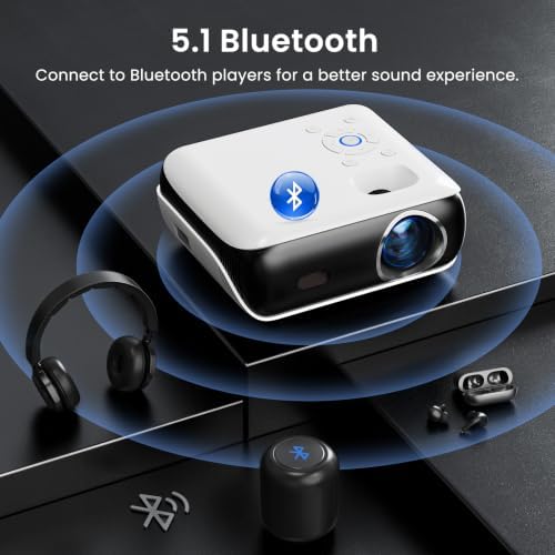 HAPPRUN Native 1080P Outdoor Smart Projector-Standard | Native 1080P • Mini & Portable • Easy Setup • Built-in Speaker • Indoor & Outdoor • Phone, Laptop & PS5 Compatible|B0B28G5Y4R
