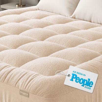 Niagara Sleep Solution Ultra Soft & Cooling Mattress Topper - Queen Size | Rayon Derived from Bamboo, Pillow Top Mattress Pad, 20" Deep Pocket, Back Pain Relief, Perfect for Hot Sleepers, Green|B07D5DN269