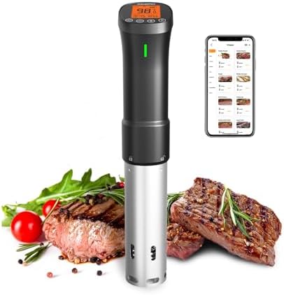 INKBIRD 2.4G Wifi Sous Vide Cooker ISV-200W, 1000W Sous Vide Machine, Remote Control Immersion Circulator with APP Recipes Timer Alarm Mobile Notification 3D Water Heating Ultra-Quiet|B08GKQFT6B