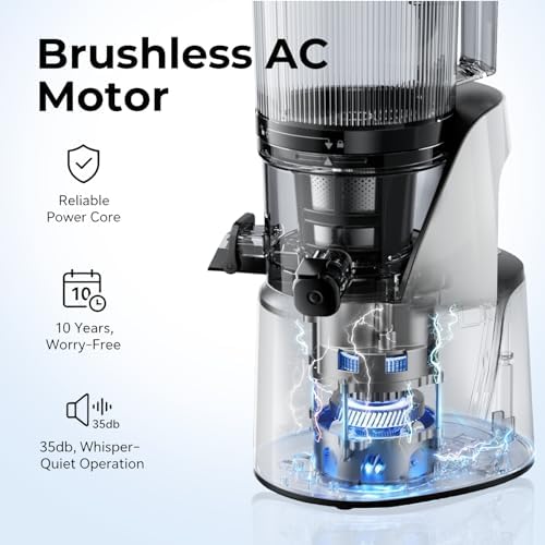 EanOruus Juicer Machines, 3-in-1 Cold Press Juicer, Bright White | Makes Juice, Nut Milk & Sorbet, 6.5" Extra Large Chute, 100oz Large Capacity, AC Motor|B0FZH8VQTG