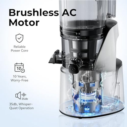EanOruus Juicer Machines, 3-in-1 Cold Press Juicer, Bright White | Makes Juice, Nut Milk & Sorbet, 6.5" Extra Large Chute, 100oz Large Capacity, AC Motor|B0FZH8VQTG