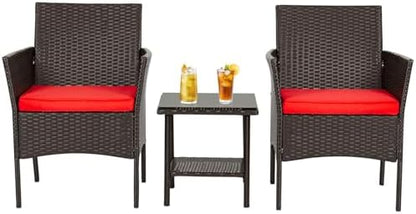 FDW 4-Piece Patio Furniture Set | Black | Outdoor Wicker Furniture | with Coffee Table | Modern Rattan Chairs Conversation Set | Outdoor Seating | Weather-Resistant | for Porch, Garden, Lawn|B07NZNZXMV
