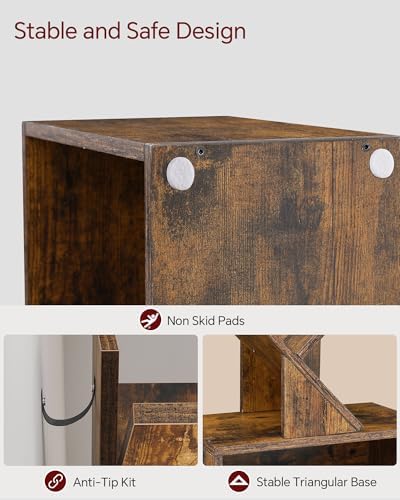 SUNMORY 6 Tier Tree Bookshelf, Tall Small Bookcase with Storage Cabinet | Modern Narrow Bookshelves Organizer, Floor Standing Book Case Shelf for Bedroom Living Room Home Office Corner, Rustic Brown|B0C88XTSMM