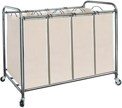 STORAGE MANIAC 3 Section Laundry Sorter, 35.6 Gal (135 L) Laundry Hamper Cart with Heavy Duty Rolling Lockable Wheels and Removable Bags, Clothes Organizer Basket Separator Hamper, Gray|B07X4F6R3T
