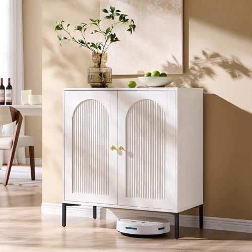 IFGET 92.63" W Modern Arched Sideboard Buffet Cabinet with Storage, Natural | Fluted Arch Sideboard Cabinet w/Adjustable Shelves, Wooden Modular Kitchen Cabinet for Dining& Living Room, Entryway|B0FXRGJ4S9