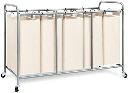 STORAGE MANIAC 3 Section Laundry Sorter, 35.6 Gal (135 L) Laundry Hamper Cart with Heavy Duty Rolling Lockable Wheels and Removable Bags, Clothes Organizer Basket Separator Hamper, Gray|B07X4F6R3T
