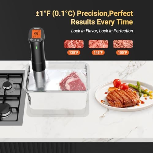 INKBIRD 2.4G Wifi Sous Vide Cooker ISV-200W, 1000W Sous Vide Machine, Remote Control Immersion Circulator with APP Recipes Timer Alarm Mobile Notification 3D Water Heating Ultra-Quiet|B08GKQFT6B