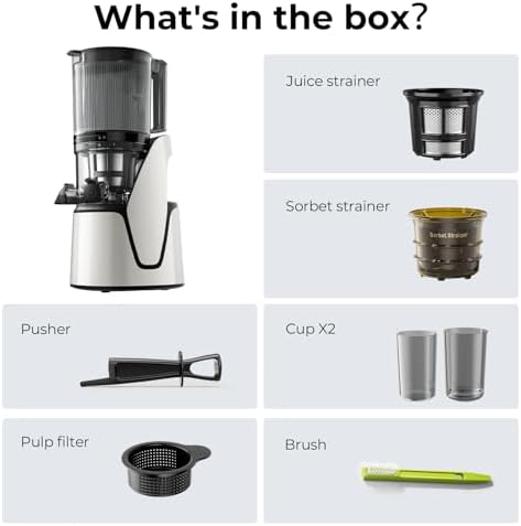 EanOruus Juicer Machines, 3-in-1 Cold Press Juicer, Bright White | Makes Juice, Nut Milk & Sorbet, 6.5" Extra Large Chute, 100oz Large Capacity, AC Motor|B0FZH8VQTG