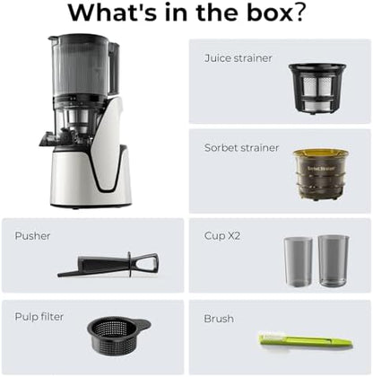 EanOruus Juicer Machines, 3-in-1 Cold Press Juicer, Bright White | Makes Juice, Nut Milk & Sorbet, 6.5" Extra Large Chute, 100oz Large Capacity, AC Motor|B0FZH8VQTG