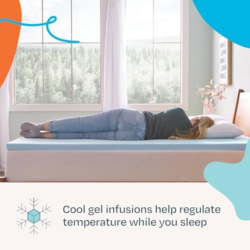 Linenspa Memory Foam Mattress Topper, Twin XL Size - 2 Inch Gel Infused Memory Foam - Plush Feel - Cooling and Pressure Relieving - CertiPUR Certified - Dorm Room Essentials|B01MTO43LV