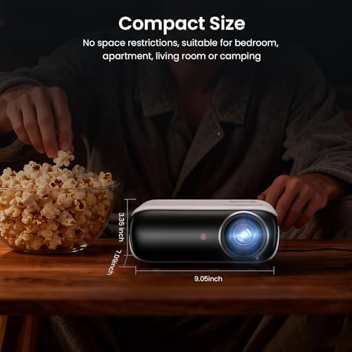 HAPPRUN Native 1080P Outdoor Smart Projector-Standard | Native 1080P • Mini & Portable • Easy Setup • Built-in Speaker • Indoor & Outdoor • Phone, Laptop & PS5 Compatible|B0B28G5Y4R
