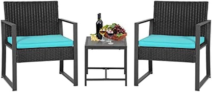 FDW 4-Piece Patio Furniture Set | Black | Outdoor Wicker Furniture | with Coffee Table | Modern Rattan Chairs Conversation Set | Outdoor Seating | Weather-Resistant | for Porch, Garden, Lawn|B07NZNZXMV
