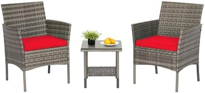 FDW 4-Piece Patio Furniture Set | Black | Outdoor Wicker Furniture | with Coffee Table | Modern Rattan Chairs Conversation Set | Outdoor Seating | Weather-Resistant | for Porch, Garden, Lawn|B07NZNZXMV
