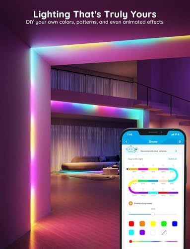 Govee 16.4ft RGBIC LED Strip Lights, Work with Alexa and Google Assistant | LED Lights for Bedroom, WiFi App Control Segmented DIY Multiple Colors, Color Changing Light for Room, Bedroom|B0991KSWN9