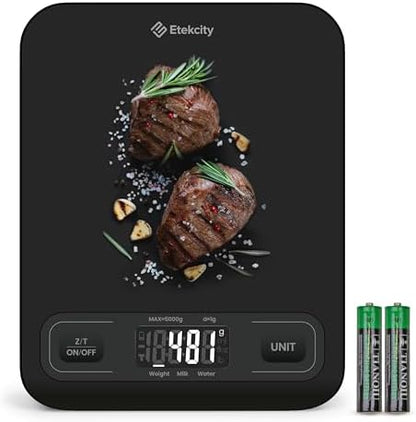 Etekcity 22lb Food Kitchen Scale, USB Rechargeable, IPX6 Waterproof | Digital scale with grams & ounces, 1g precision, 5 weight units, tare, ideal for baking, meal prep, Stainless Steel, Silver|B09HM2TN5Z