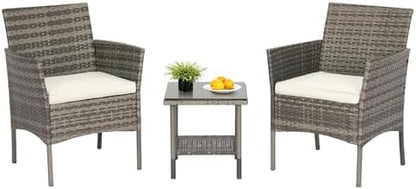 FDW 4-Piece Patio Furniture Set | Black | Outdoor Wicker Furniture | with Coffee Table | Modern Rattan Chairs Conversation Set | Outdoor Seating | Weather-Resistant | for Porch, Garden, Lawn|B07NZNZXMV