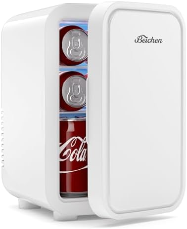 BEICHEN Mini Fridge,6 Liter / 8 Can Small Fridge for Bedroom, Car, Office | Cooler & Warmer for Food, Drinks, Skincare,Energy Saving, Low Noise,110V Ac/12V Dc,Compact & Portable,BLACK|B0DRVF3V9K