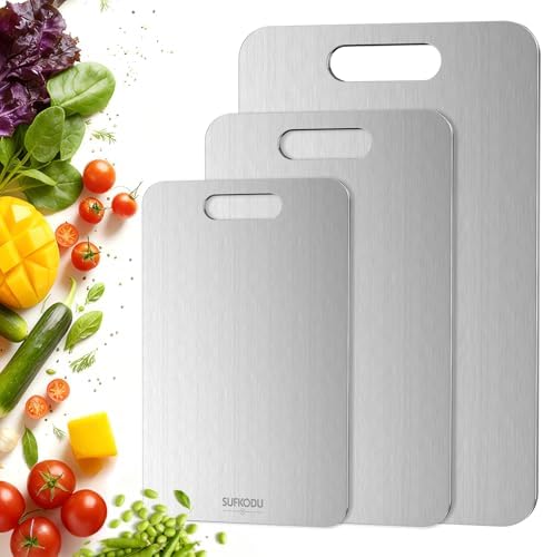 Titanium Cutting Board Set of 3, 100% Double-Sided Titanium Cutting Boards for Kitchen, Dishwasher Safe Non-Toxic Chopping Boards for Meat, Vegetables, Fruits, Raw and Cooked Food Prep (M+L+XL）|B0GBVK8Y79