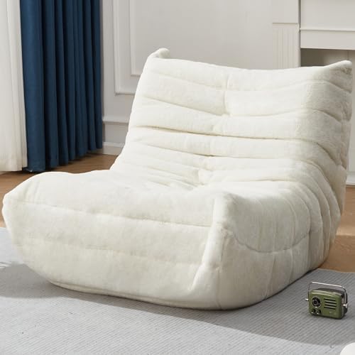 Hobestluk Large Bean Bag Chairs Sofa for Adults Giant BeanBag Couch Lounger | Ergonomic Design,Memory Foam,Washable Cover,Oversized Comfy Chaise Lounger Boneless Couch Living Room | Stripe Grey Large|B0DFB81517