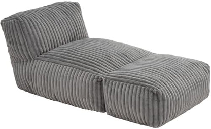 Hobestluk Large Bean Bag Chairs Sofa for Adults Giant BeanBag Couch Lounger | Ergonomic Design,Memory Foam,Washable Cover,Oversized Comfy Chaise Lounger Boneless Couch Living Room | Stripe Grey Large|B0DFB81517