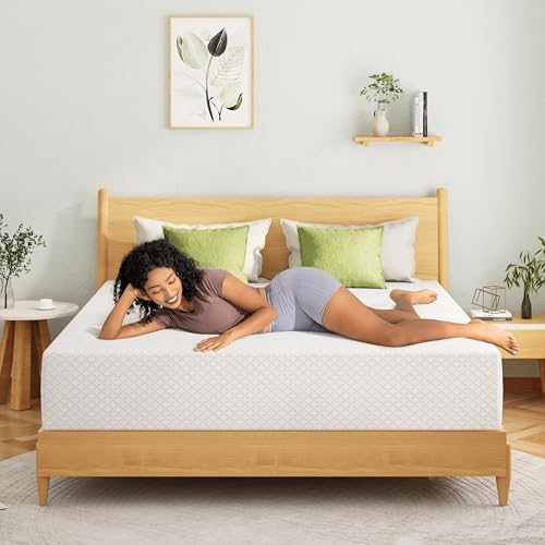 EGOHOME Full Size Memory Foam Mattress 8 Inch, Green Tea, Medium Firm | Bed Mattress in A Box, Cooling Green Tea Gel, Pressure Relief, CertiPUR-US Certified, Fiberglass Free, 75''L x 54''W, White|B0DKT9ZGW3