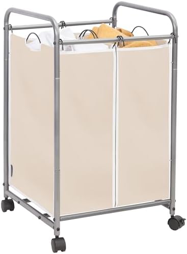 STORAGE MANIAC 3 Section Laundry Sorter, 35.6 Gal (135 L) Laundry Hamper Cart with Heavy Duty Rolling Lockable Wheels and Removable Bags, Clothes Organizer Basket Separator Hamper, Gray|B07X4F6R3T