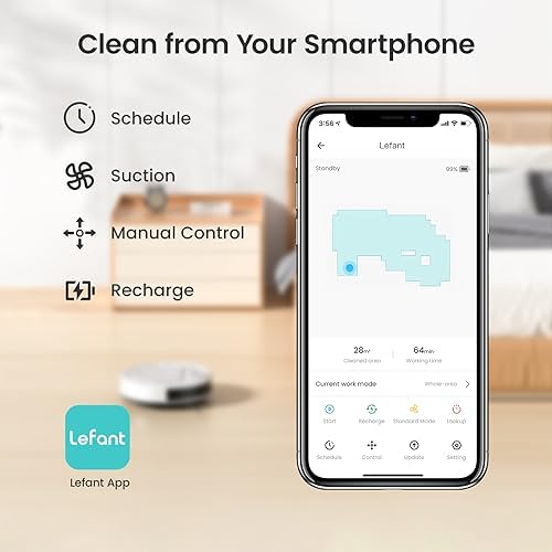 Lefant Robot Vacuum Cleaner, Strong Suction, 120 Mins Runtime, Slim, Low Noise, Automatic Self-Charging, Wi-Fi/App/Alexa Control, Ideal for Pet Hair Hard Floor and Daily Cleaning, M210|B08R9LK9K3