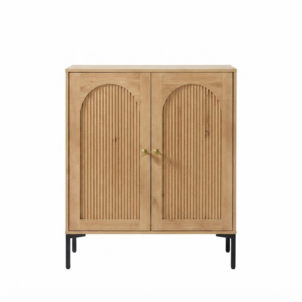 IFGET 92.6" Modern Arched Sideboard Buffet Cabinet - Natural